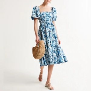 ABERCROMBIE & FITCH Emerson Poplin Puff Sleeve Midi Dress